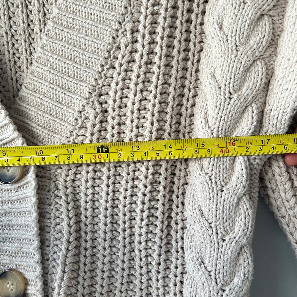 Pistola Cable Knit Cardigan Women XS Beige Chunky Knit Cotton - Picture 8 of 9